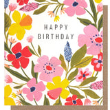 Caroline Gardner floral frame birthday card H146 x W140mm - British product