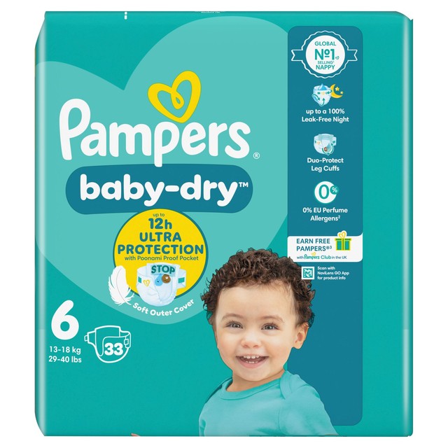 Pampers Baby-Dry Nappies Size 6 13-18kg, imported from the UK