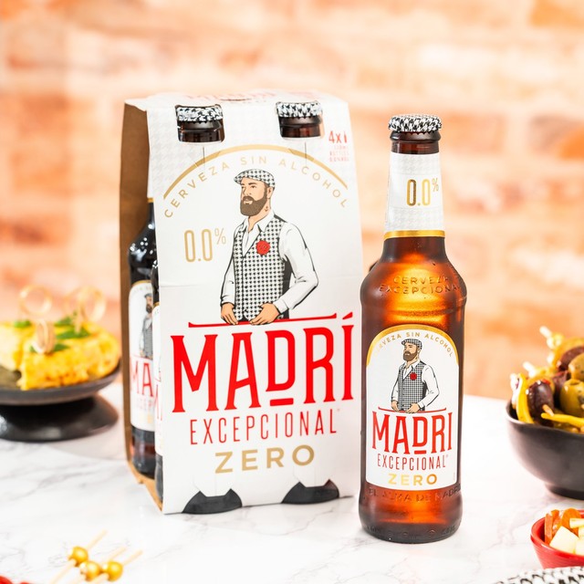 Madri Excepcional 0.0% alcohol-free lager beer 4 x 330ml, imported from the UK
