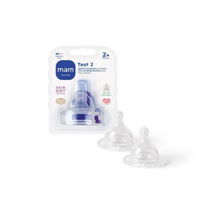 MAM Silicone Bottle Teats Medium Flow 2+ Months Level 2 2-Pack