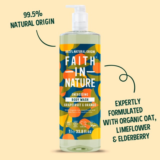 Faith In Nature body wash grapefruit orange 1L - British product