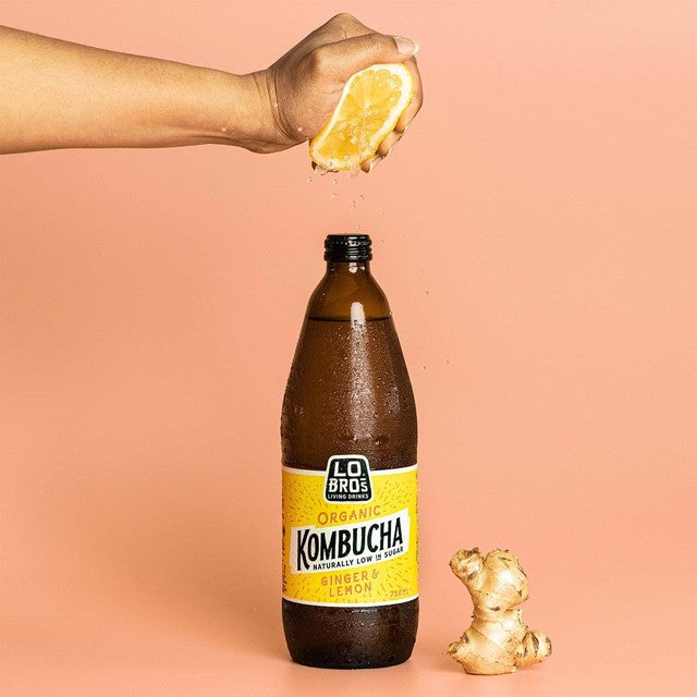 Lo Bros Ginger & Lemon Kombucha 750ml, UK version