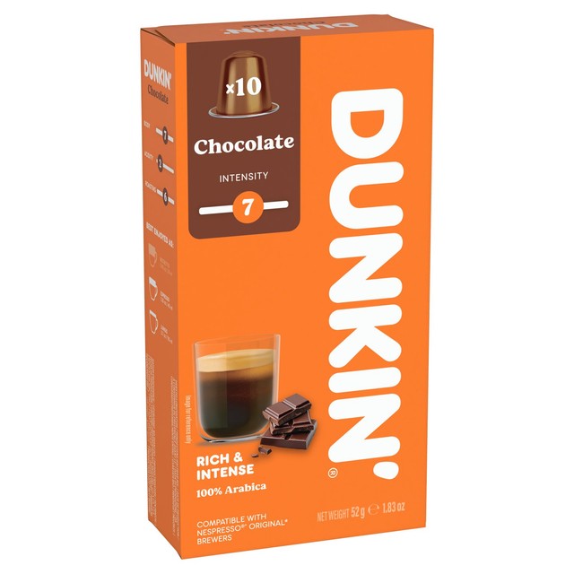 Dunkin chocolate Nespresso coffee pods - British product
