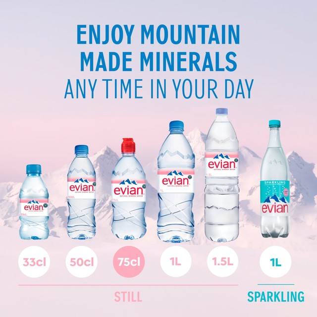 Evian still mineral water 4 x 750ml - British product