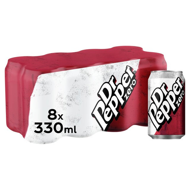 Dr Pepper Zero sugar-free cola 8 x 330ml - British product
