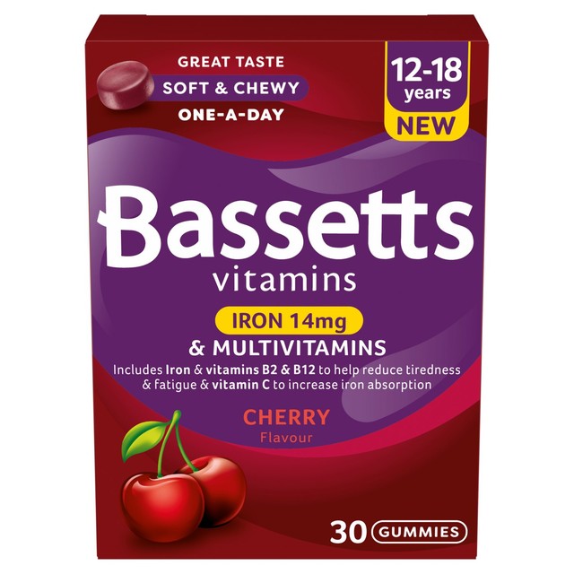 Bassetts Cherry Iron & Multivitamin Pastilles 30 Pack - British product