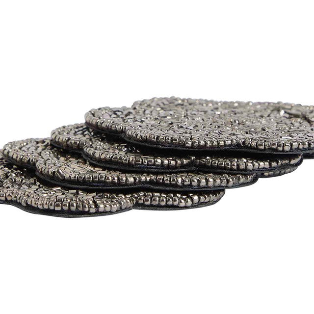 M&S scallop beaded coasters charcoal set of 4, imported from the UK