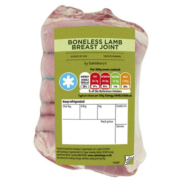 Sainsburys British or New Zealand Lamb Breast Approx 775g