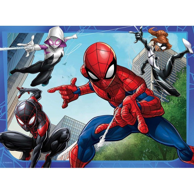 Ravensburger Spider-Man 4-in-box jigsaw puzzle set with 12, 16, 20, and 24 pieces, imported from the UK