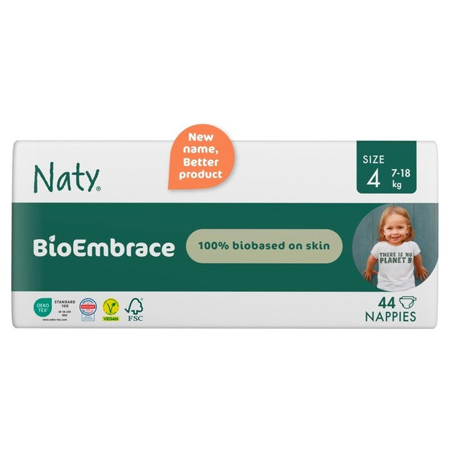 Naty BioEmbrace Big Pack nappies Size 4 (7-18kg), imported from the UK