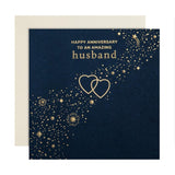 M&S Gold Hearts Husband Anniversary Card 15x15cm, imported from the UK