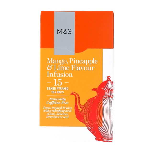 M&S mango pineapple lime infusion teabags 15 teabags, imported from the UK