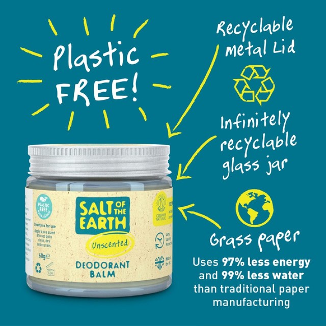 Salt of the Earth unscented natural deodorant balm 60g (British brand)