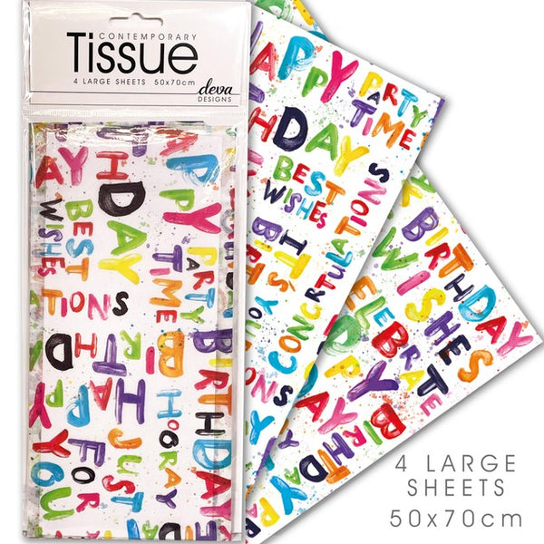 Deva Designs Happy Birthday Tissue Paper 4 Sheets