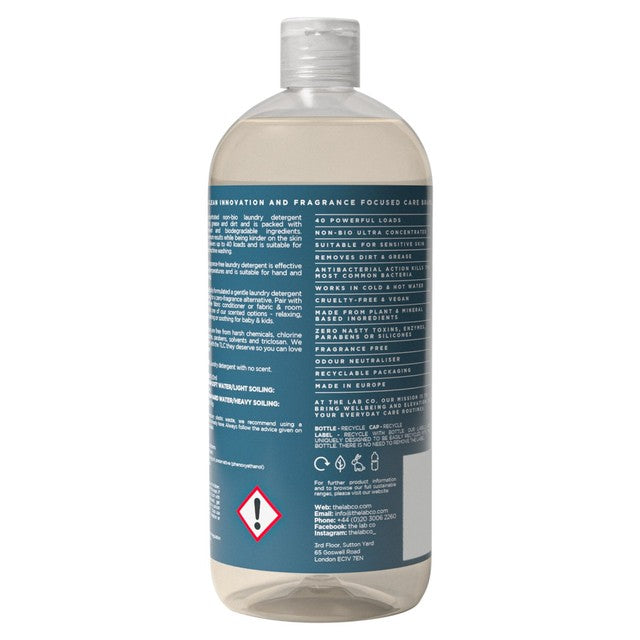 The Lab Co. fragrance free non-bio laundry detergent 1L (British brand)