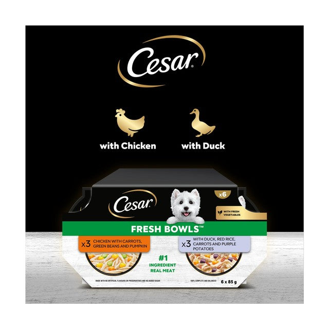 Cesar wet dog food Chicken Duck Taster 6x85g - British product