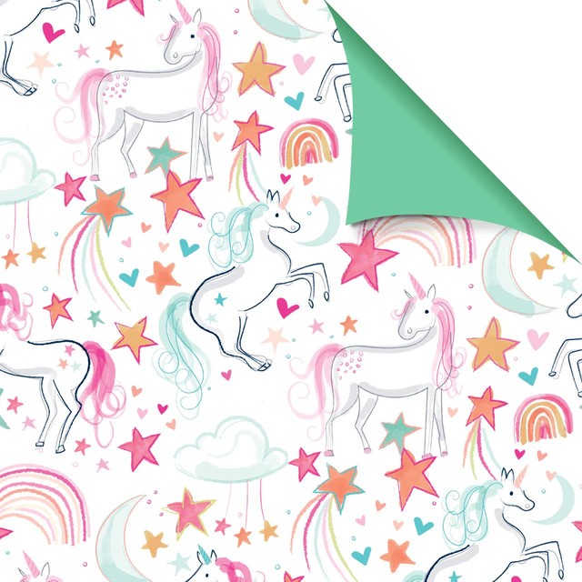 Deva Designs unicorn gift wrap sheets 2 sheets (British brand)