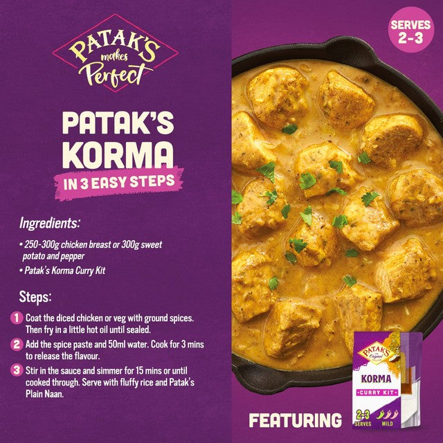 Patak's Korma Curry Meal Kit 270g, imported from the UK