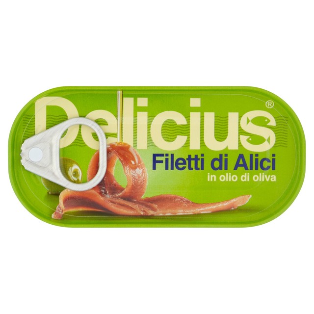 Delicius anchovy fillets in olive oil, UK version