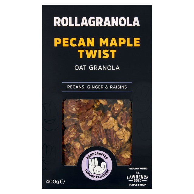 Rollagranola Pecan Maple Twist granola 400g, imported from the UK