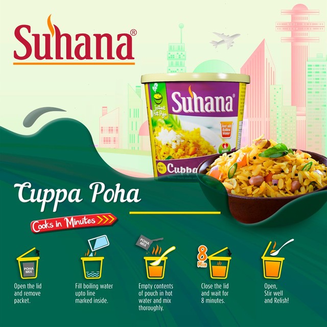 Suhana Cuppa Poha Mix instant snack 80g (British brand)