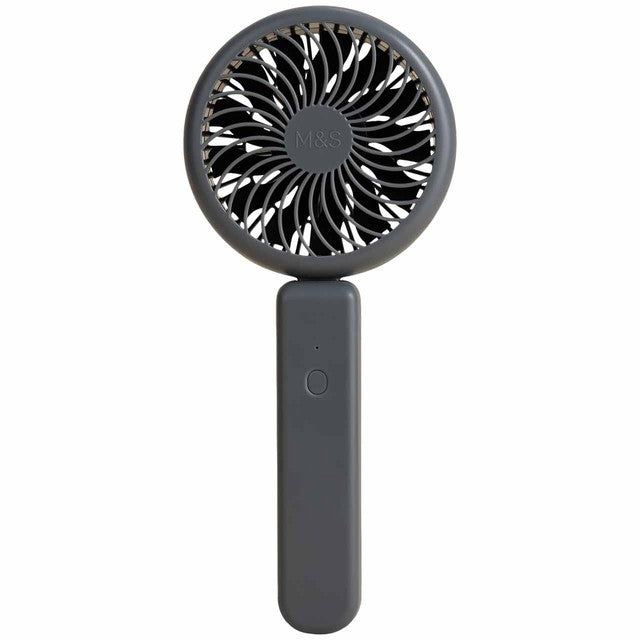 M&S charcoal USB travel fan with flexible hinge, imported from the UK