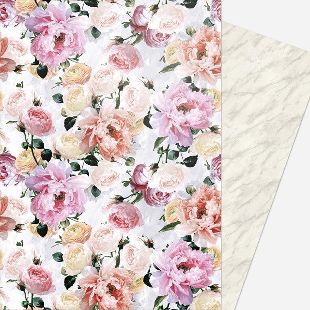 Deva Designs Peony floral wrapping paper sheets, 2 per pack (British brand)