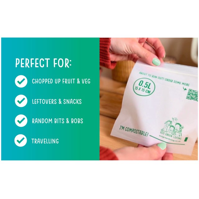 Eco Green Living small compostable resealable bags 0.5L - British product