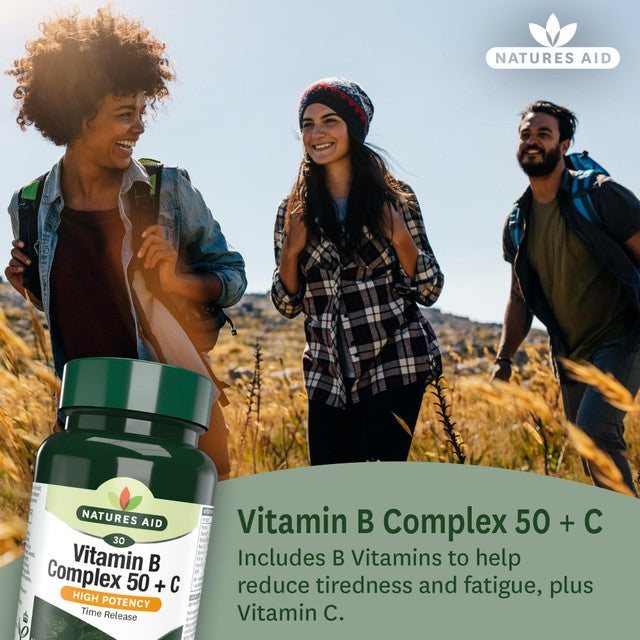 Natures Aid B Complex 50 Plus C tablets, imported from the UK