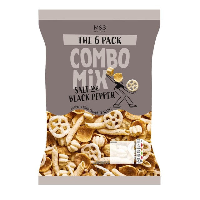 M&S salt and pepper crisps 6 x 25g, imported from the UK