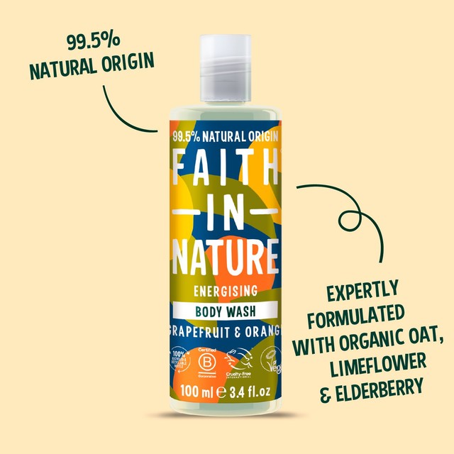 Faith In Nature grapefruit and orange body wash 100ml - British product
