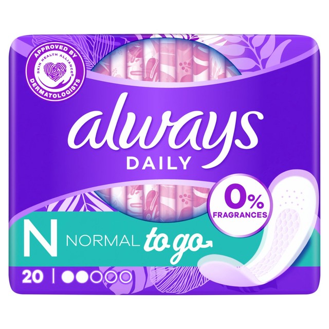 Always Dailies normal panty liners 20 count, UK version