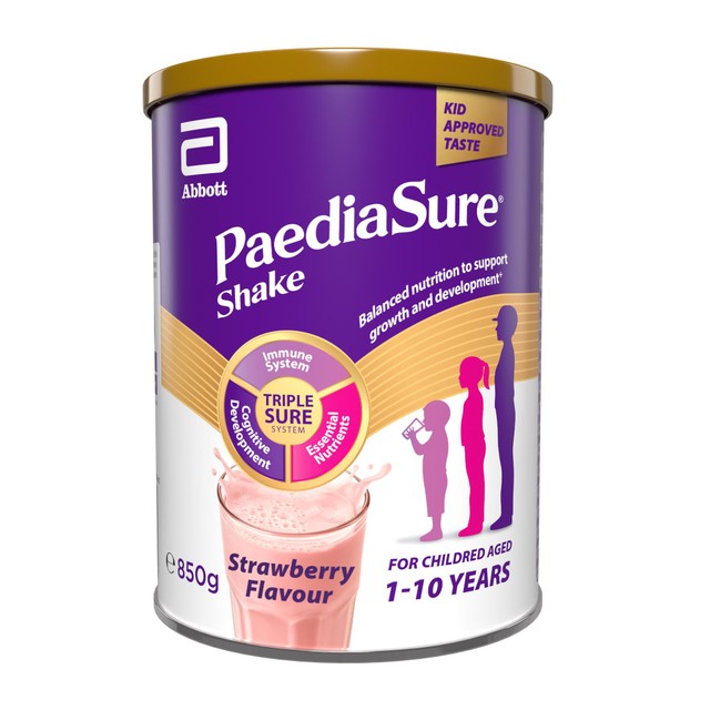 PaediaSure strawberry nutritional supplement powder 850g, imported from the UK