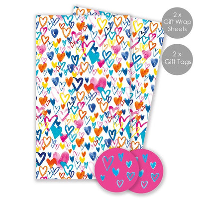 M&S Abacus Hearts Gift Wrap Sheets and Tags 2-Pack- Buy online at McGrocer