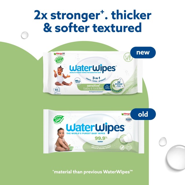 WaterWipes Sensitive Baby Wipes Plastic Free 60 Count (British brand)