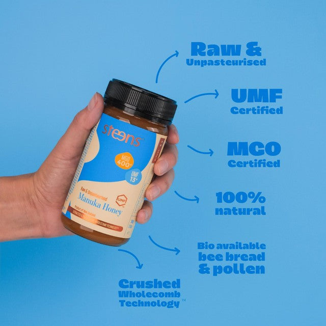 Steens MGO 400+ UMF13+ Manuka Honey 500g (British brand)