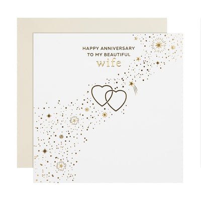 M&S M&S Sparkling Hearts Wife Anniversary Card 15cm x 15cm- Buy online at McGrocer