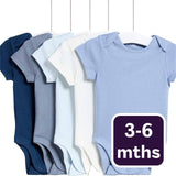 M&S M&S Pure Cotton Plain Short Sleeve Baby Bodysuits Blue 3-6 Months- Buy online at McGrocer