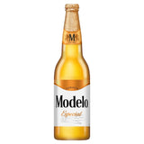 Modelo Especial Mexican lager beer 620ml bottle, imported from the UK