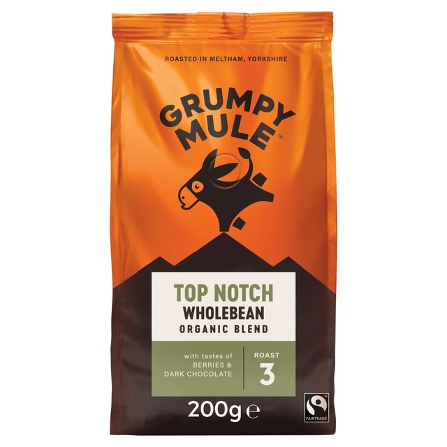 Grumpy Mule Top Notch organic coffee blend, UK version