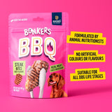 Bonkers BBQ soft chewy beef dog treats 85g, UK version