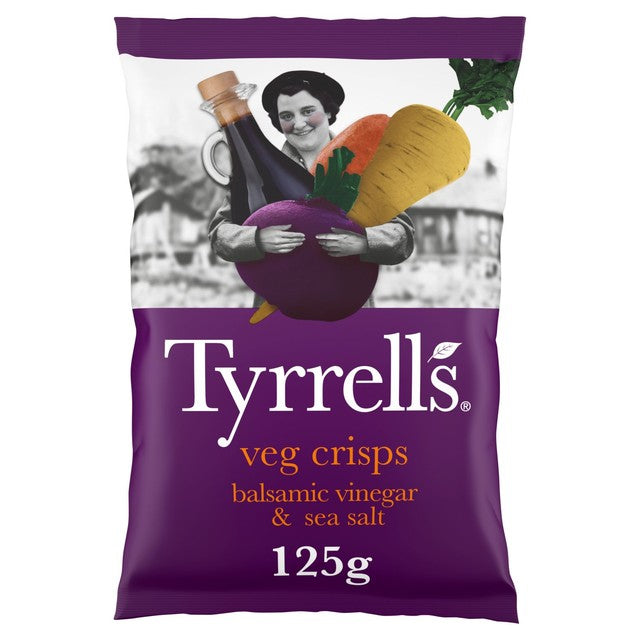 Tyrrells balsamic vinegar & sea salt vegetable crisps 125g (British brand)
