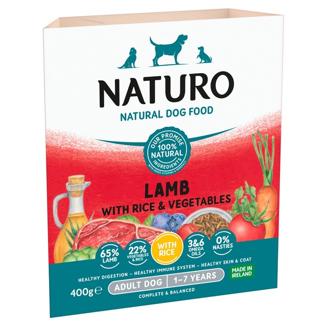 Naturo wet dog food Lamb with Rice & Vegetables 400g, imported from the UK
