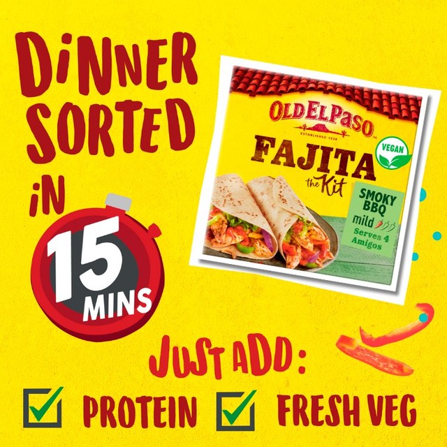Old El Paso smoky BBQ fajita kit 500g, imported from the UK