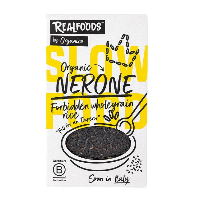 Realfoods black wholegrain rice 500g, imported from the UK