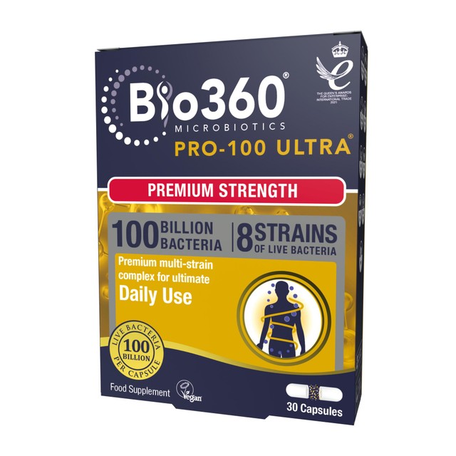 Natures Aid Bio360 Pro-100 Ultra Probiotic Capsules 30 Capsules - British product