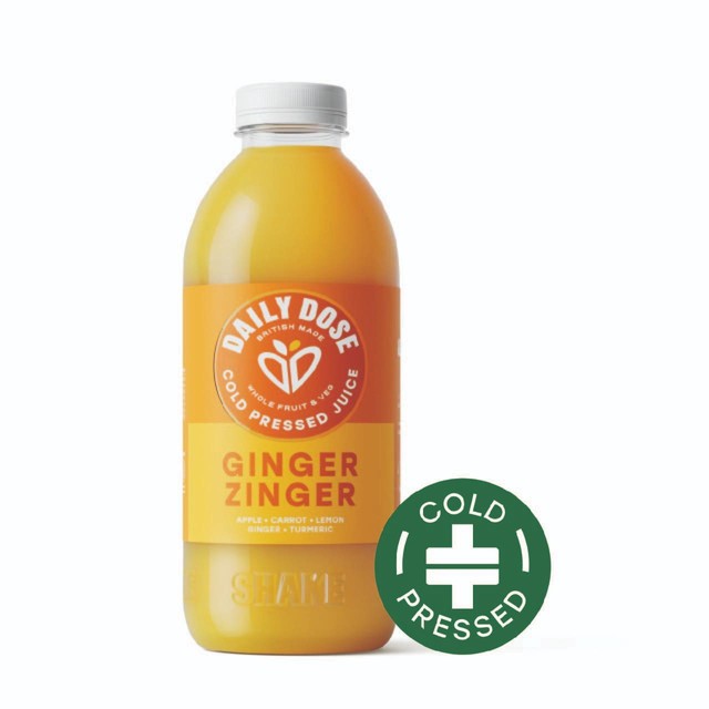 Daily Dose Ginger Zinger cold pressed juice, imported from the UK