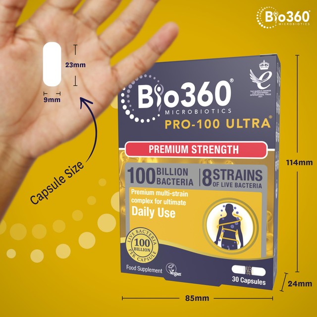 Natures Aid Bio360 Pro-100 Ultra Probiotic Capsules 30 Capsules - British product