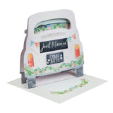 M&S pop-up wedding card car design 15cm square (British brand)