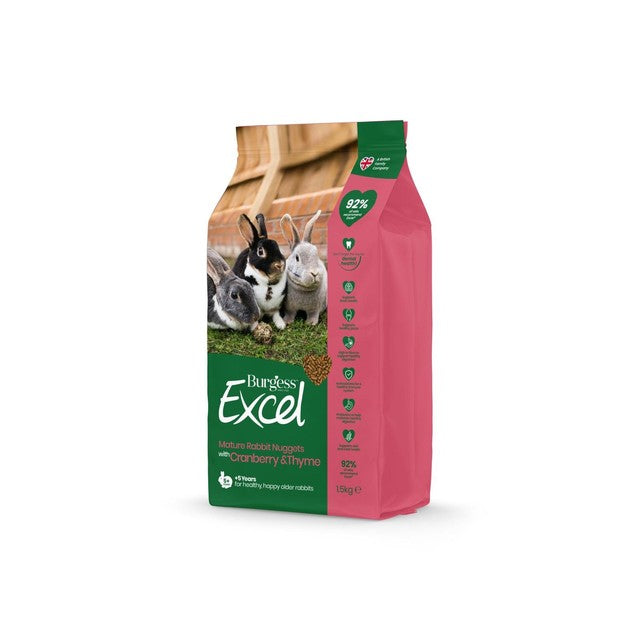 Burgess Excel Mature Rabbit Food with Cranberry & Thyme 1.5kg - British product